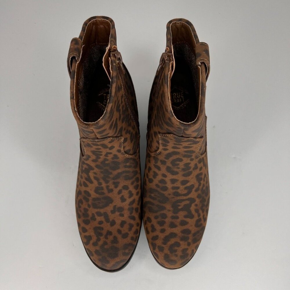 True Craft Womens Winnie Brown Leopard Print Nubuck Side Zip Size 7M Ankle Boots - Picture 4 of 10
